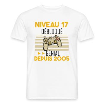 niveau 17 débloqué génial depuis 2005 - T-shirt homme - blanc - Devant - AI Model Male 178 dark (178cm)