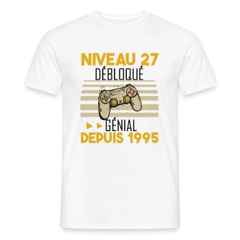 niveau 27 débloqué génial depuis 1995 - T-shirt homme - blanc - Devant - AI Model Male 178 dark (178cm)