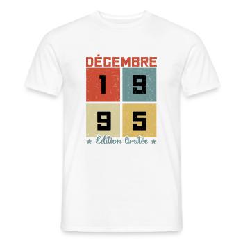Anniversaire Décembre 1995 - T-shirt homme - blanc - Devant - AI Model Male 178 dark (178cm)