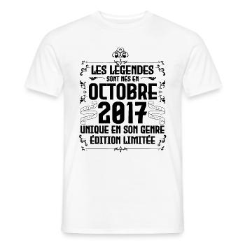 Les Légendes Sont Nés En Octobre 2017 Anniversaire - T-shirt homme - blanc - Devant - AI Model Male 178 dark (178cm)