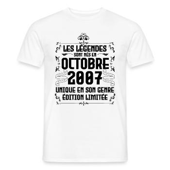 Les Légendes Sont Nés En Octobre 2007 Anniversaire - T-shirt homme - blanc - Devant - AI Model Male 178 dark (178cm)