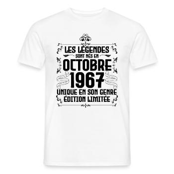 Les légendes sont nés en octobre 1967 Anniversaire - T-shirt homme - blanc - Devant - AI Model Male 178 dark (178cm)