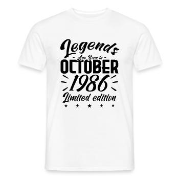 LEGENDS ARE BORN IN OCTOBER 1986 anniversary gift. - T-shirt homme - blanc - Devant - AI Model Male 178 dark (178cm)