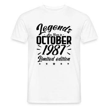 LEGENDS ARE BORN IN OCTOBER 1987 anniversary gift. - Men's T-Shirt - white - Front - AI Model Male 178 dark (178cm)