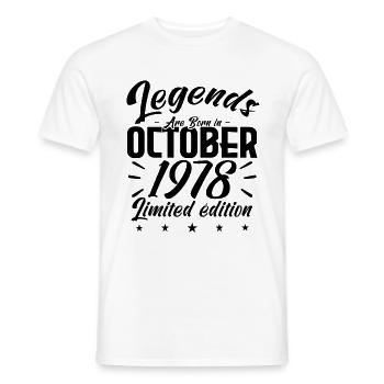LEGENDS ARE BORN IN OCTOBER 1978 anniversary gift - T-shirt homme - blanc - Devant - AI Model Male 178 dark (178cm)