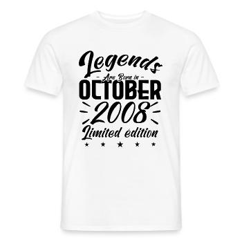LEGENDS ARE BORN IN OCTOBER 2008 - Men's T-Shirt - white - Front - AI Model Male 178 dark (178cm)