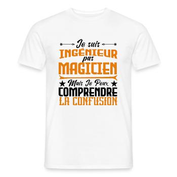 je suis Ingénieur pas magicien - T-shirt homme - blanc - Devant - AI Model Male 178 dark (178cm)