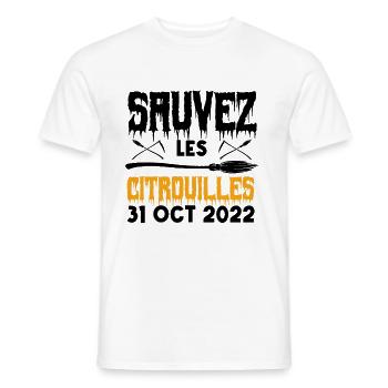 sauver les citrouilles 31 oct 2022 - T-shirt homme - blanc - Devant - AI Model Male 178 dark (178cm)