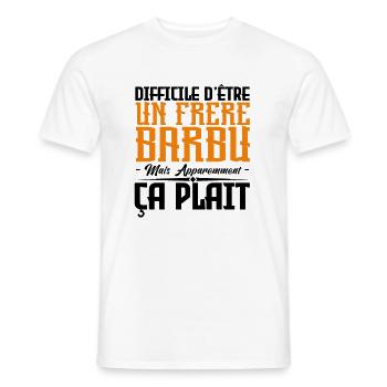 frère barbu, citations barbe, Idée cadeau frère. - T-shirt homme - blanc - Devant - AI Model Male 178 dark (178cm)