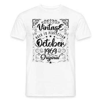Vintage born in october 1969 - anniversary gift. - T-shirt homme - blanc - Devant - AI Model Male 178 dark (178cm)