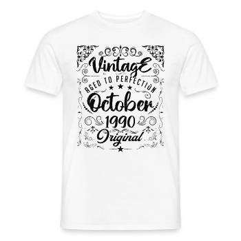 Vintage born in october 1990 - anniversary gift. - T-shirt homme - blanc - Devant - AI Model Male 178 dark (178cm)