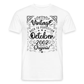 Vintage BORN IN OCTOBER 2002 - anniversary gift. - T-shirt homme - blanc - Devant - AI Model Male 178 dark (178cm)