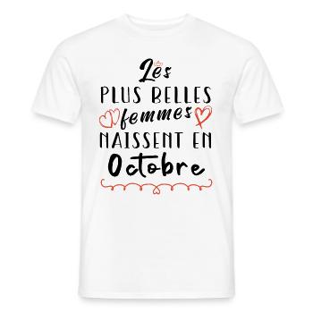 The most beautiful women are born in October. - Men's T-Shirt - white - Front - AI Model Male 178 dark (178cm)