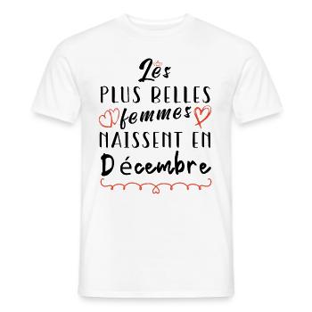 The most beautiful women are born in December - Men's T-Shirt - white - Front - AI Model Male 178 dark (178cm)