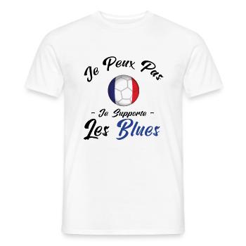 je peux pas , je supporte les bleus. France - T-shirt homme - blanc - Devant - AI Model Male 178 dark (178cm)