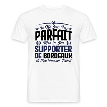 je ne suis pas parfait, supporteur de Bordeaux. - T-shirt homme - blanc - Devant - AI Model Male 178 dark (178cm)