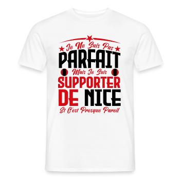 je ne suis pas parfait, supporteur de Nice . - T-shirt homme - blanc - Devant - AI Model Male 178 dark (178cm)