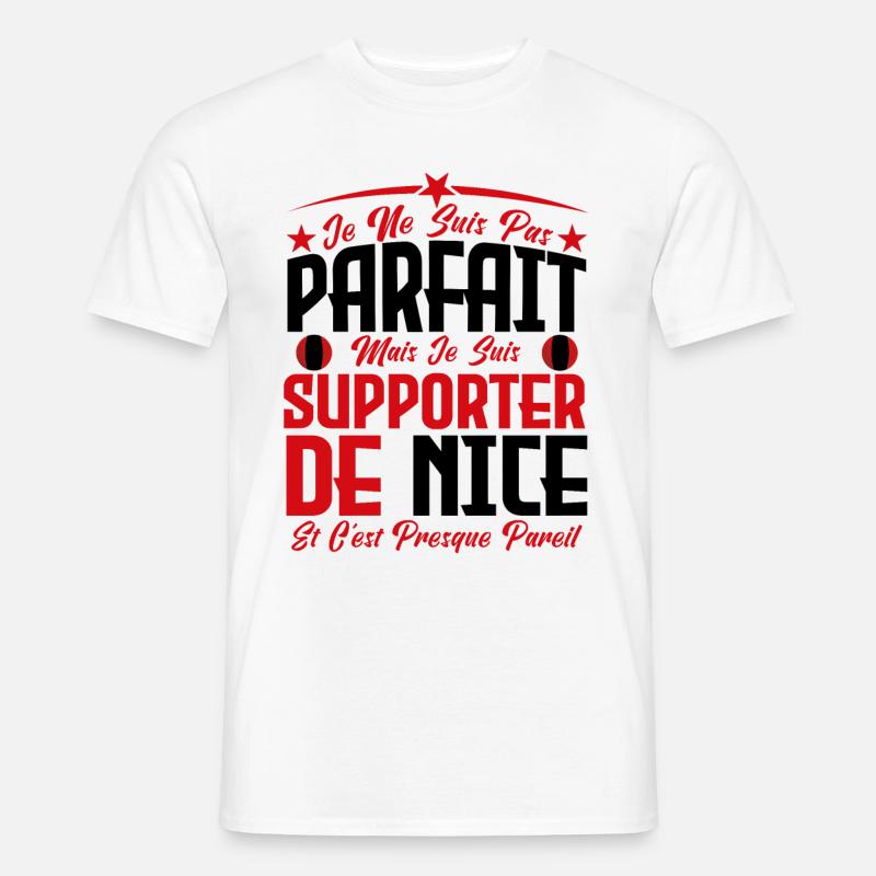 je ne suis pas parfait, supporteur de Nice . - T-shirt homme - blanc