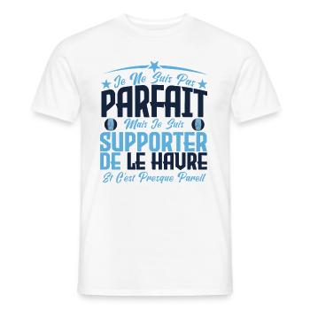 je ne suis pas parfait, supporteur de Le Havre. - T-shirt homme - blanc - Devant - AI Model Male 178 dark (178cm)