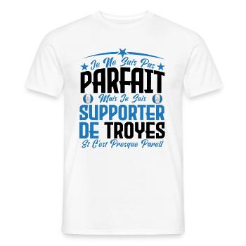 je ne suis pas parfait, supporteur de Troyes. - T-shirt homme - blanc - Devant - AI Model Male 178 dark (178cm)