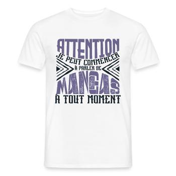 Avertissement, mangas à tout moment. - T-shirt homme - blanc - Devant - AI Model Male 178 dark (178cm)