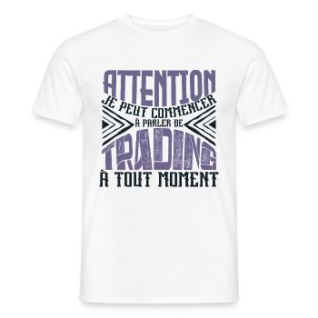 Avertissement, trading à tout moment. - T-shirt homme - blanc - Devant - AI Model Male 178 dark (178cm)