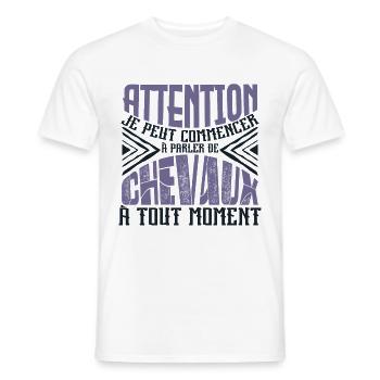 Avertissement, Chevaux à tout moment. - T-shirt homme - blanc - Devant - AI Model Male 178 dark (178cm)