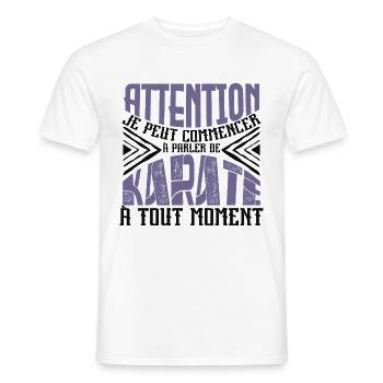 Avertissement, Karaté à tout moment. - T-shirt homme - blanc - Devant - AI Model Male 178 dark (178cm)