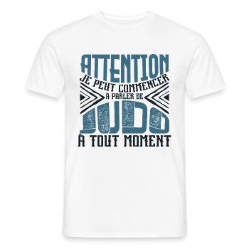 Avertissement, Judo à tout moment. - T-shirt homme - blanc - Devant - AI Model Male 178 dark (178cm)