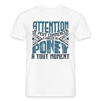 Avertissement, Poney à tout moment. - T-shirt homme - blanc - Devant - AI Model Male 178 dark (178cm)