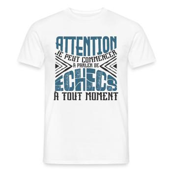 Avertissement, Echecs à tout moment. - T-shirt homme - blanc - Devant - AI Model Male 178 dark (178cm)
