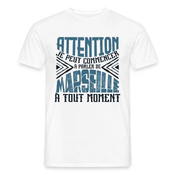 Avertissement, Marseille à tout moment. - T-shirt homme - blanc - Devant - AI Model Male 178 dark (178cm)
