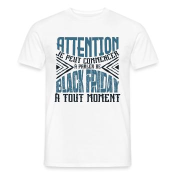 Avertissement, black-friday à tout moment. - T-shirt homme - blanc - Devant - AI Model Male 178 dark (178cm)