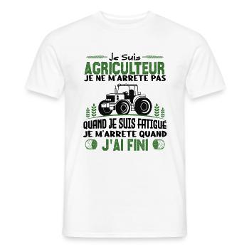 Je suis agriculteur je ne m'arrête pas agriculteur - T-shirt homme - blanc - Devant - AI Model Male 178 dark (178cm)