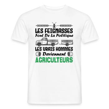 Les vrais hommes deviennent agriculteurs - T-shirt homme - blanc - Devant - AI Model Male 178 dark (178cm)