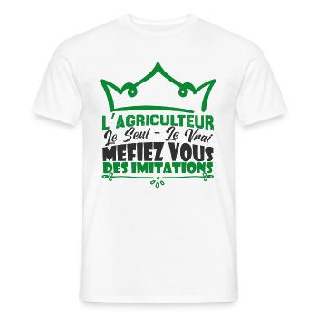 Agriculteur le seul le vrai méfiez vous. - T-shirt homme - blanc - Devant - AI Model Male 178 dark (178cm)