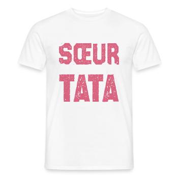 J'ai deux titres Sœur et tata. Cadeau soeur. - T-shirt homme - blanc - Devant - AI Model Male 178 dark (178cm)