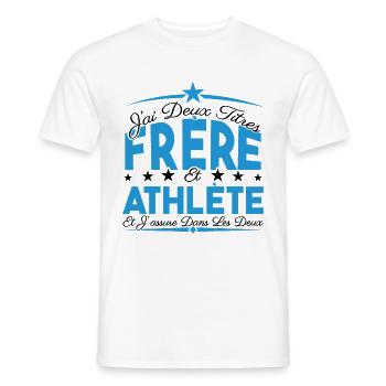 J'ai deux titres frère et Athlète. Cadeau frère. - T-shirt homme - blanc - Devant - AI Model Male 178 dark (178cm)