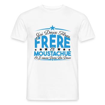J'ai deux titres frère et Moustachue Cadeau frère. - T-shirt homme - blanc - Devant - AI Model Male 178 dark (178cm)