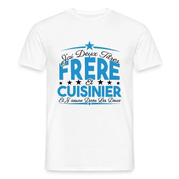J'ai deux titres frère et Cuisinier. Cadeau frère. - T-shirt homme - blanc - Devant - AI Model Male 178 dark (178cm)
