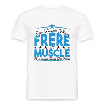 J'ai deux titres frère et Muscle. Cadeau frère. - T-shirt homme - blanc - Devant - AI Model Male 178 dark (178cm)