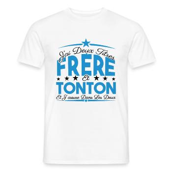 J'ai deux titres frère et Tonton. Cadeau frère. - T-shirt homme - blanc - Devant - AI Model Male 178 dark (178cm)