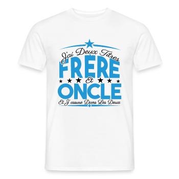 J'ai deux titres frère et Oncle. Cadeau frère. - T-shirt homme - blanc - Devant - AI Model Male 178 dark (178cm)