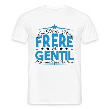 J'ai deux titres frère et Gentil. Cadeau frère. - T-shirt homme - blanc - Devant - AI Model Male 178 dark (178cm)