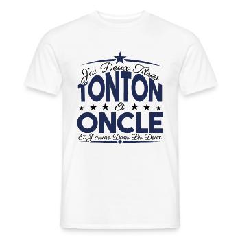 J'ai deux titres tonton et Oncle. Cadeau tonton. - T-shirt homme - blanc - Devant - AI Model Male 178 dark (178cm)