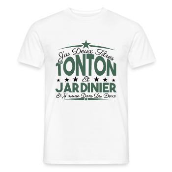 J'ai deux titres tonton et Jardinier Cadeau tonton - T-shirt homme - blanc - Devant - AI Model Male 178 dark (178cm)