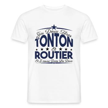 J'ai deux titres tonton et Routier. Cadeau Tonton. - T-shirt homme - blanc - Devant - AI Model Male 178 dark (178cm)