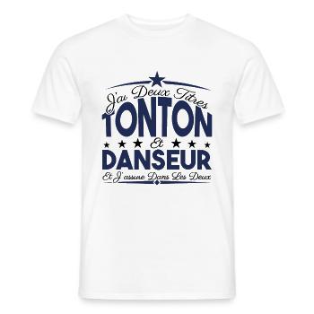 J'ai deux titres tonton et Danseur. Cadeau tonton. - T-shirt homme - blanc - Devant - AI Model Male 178 dark (178cm)