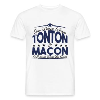 J'ai deux titres tonton et Maçon. Cadeau tonton. - T-shirt homme - blanc - Devant - AI Model Male 178 dark (178cm)