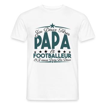 J'ai deux titres Papa et footballeur, Cadeau Papa. - T-shirt homme - blanc - Devant - AI Model Male 178 dark (178cm)